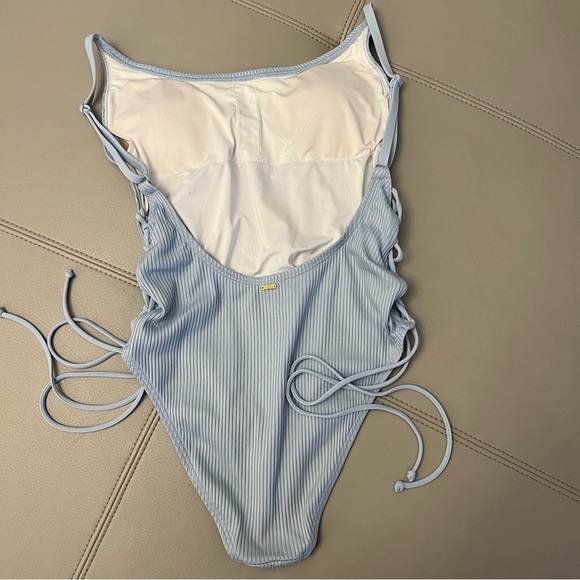 Pink | Victoria’s Secret Blue Lace Up One Piece - Picture 4 of 9